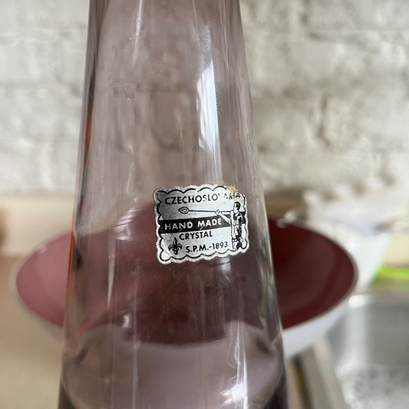 Vintage Czechoslovakian Purple Glass Decanter / Bottle - Picture 2 of 5